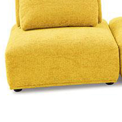 Stavan Modular Curved 3 Seat Sofa Set, Yellow Chenille Adjustable Back