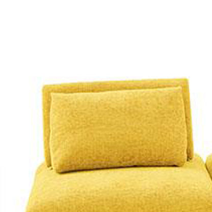 Stavan Modular Curved 3 Seat Sofa Set, Yellow Chenille Adjustable Back