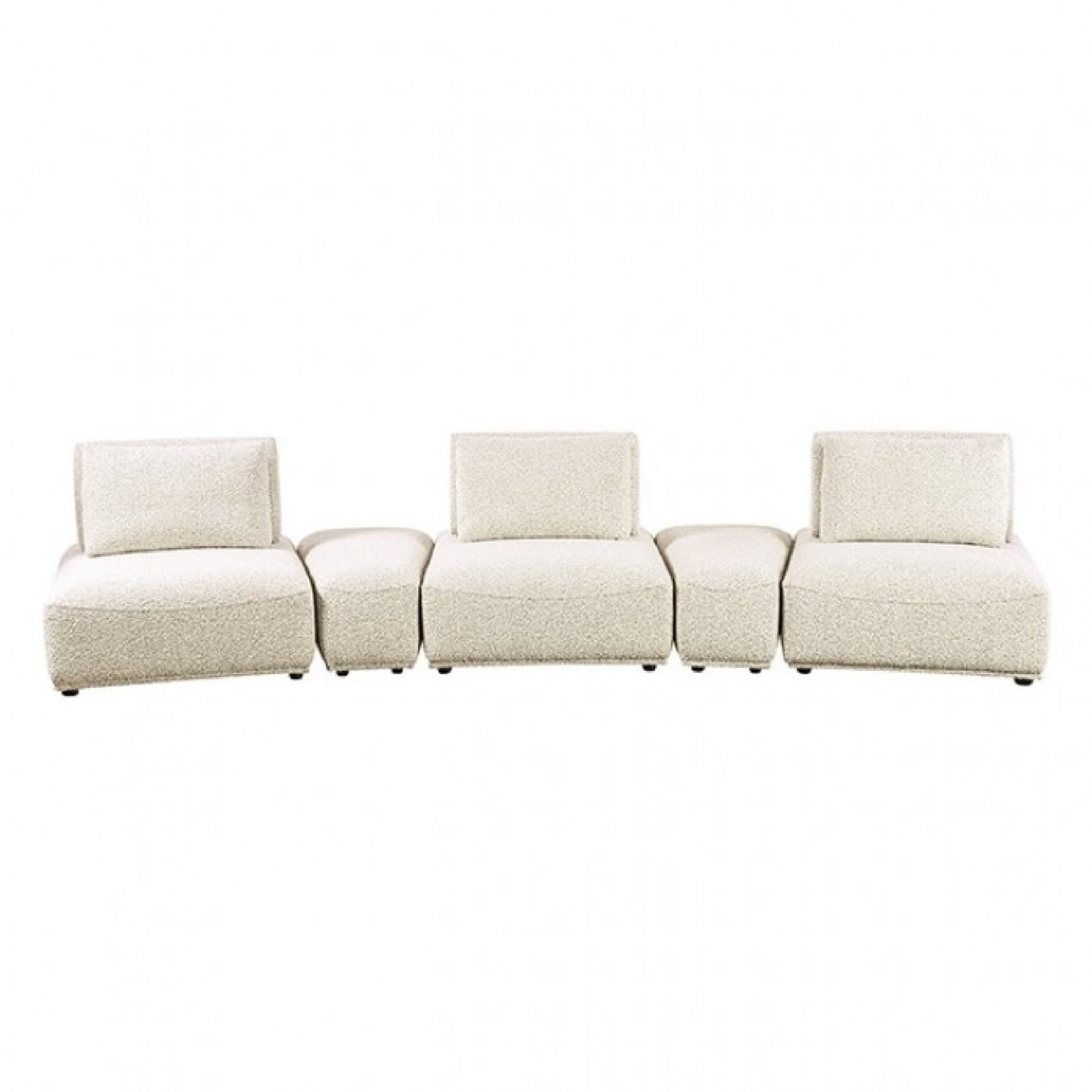 Stavan Modular Curved 3 Seat Sofa, Beige Boucle, Adjustable Seat Depth