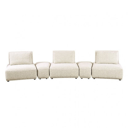 Stavan Modular Curved 3 Seat Sofa, Beige Boucle, Adjustable Seat Depth