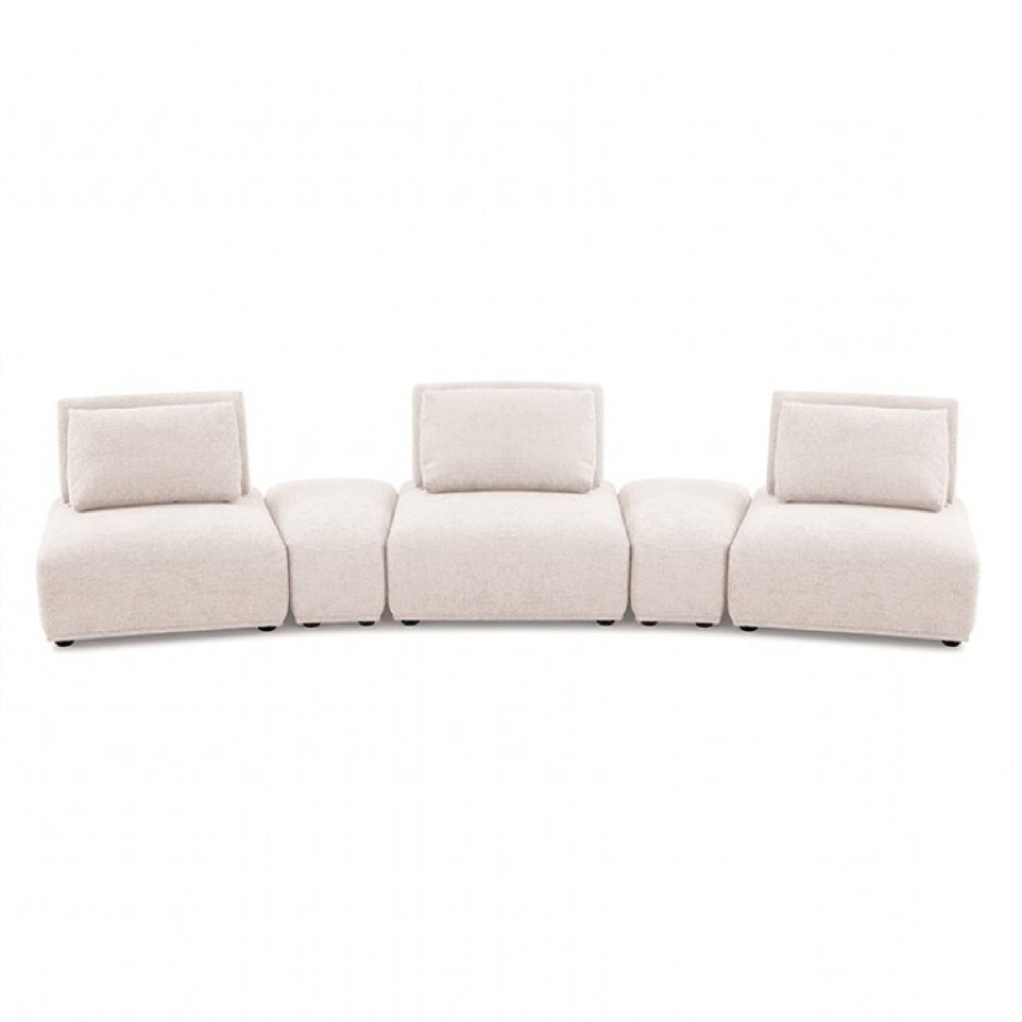 Stavan Modular Curved 3 Seat Sofa, Light Brown Boucle Adjustable Backs