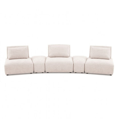 Stavan Modular Curved 3 Seat Sofa, Light Brown Boucle Adjustable Backs