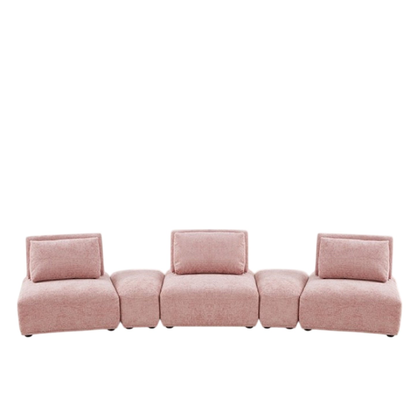 Stavan Modular Curved 3 Seater Sofa, Pink Boucle Adjustable Seat Depth
