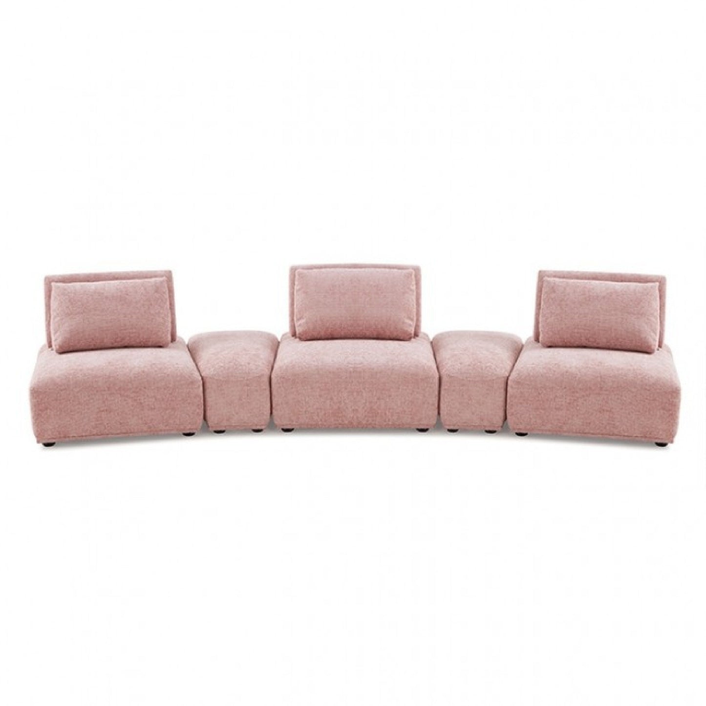 Stavan Modular Curved 3 Seater Sofa, Pink Boucle Adjustable Seat Depth