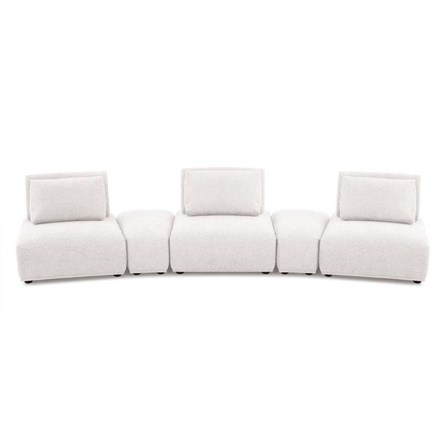 Stavan Modular Curved 3 Seater Sofa, White Boucle, Adjustable Backs
