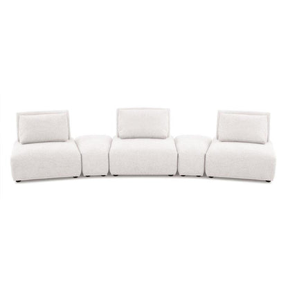 Stavan Modular Curved 3 Seater Sofa, White Boucle, Adjustable Backs