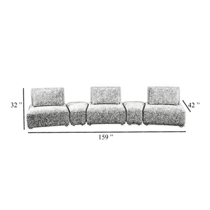 Stavan Modular Curved 3 Seater Sofa, White Boucle, Adjustable Backs