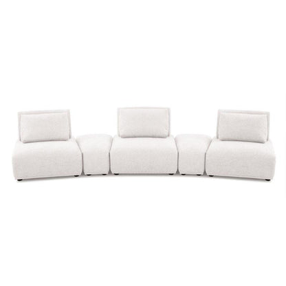 Stavan Modular Curved 3 Seater Sofa, White Boucle, Adjustable Backs