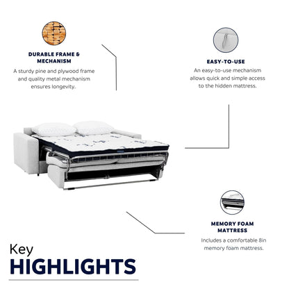 Stearns & FosterÂ® Giotto 78 in. Full Sleeper Sofa with Memory Foam Mattress