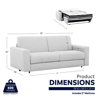 Stearns & FosterÂ® Giotto 78 in. Full Sleeper Sofa with Memory Foam Mattress