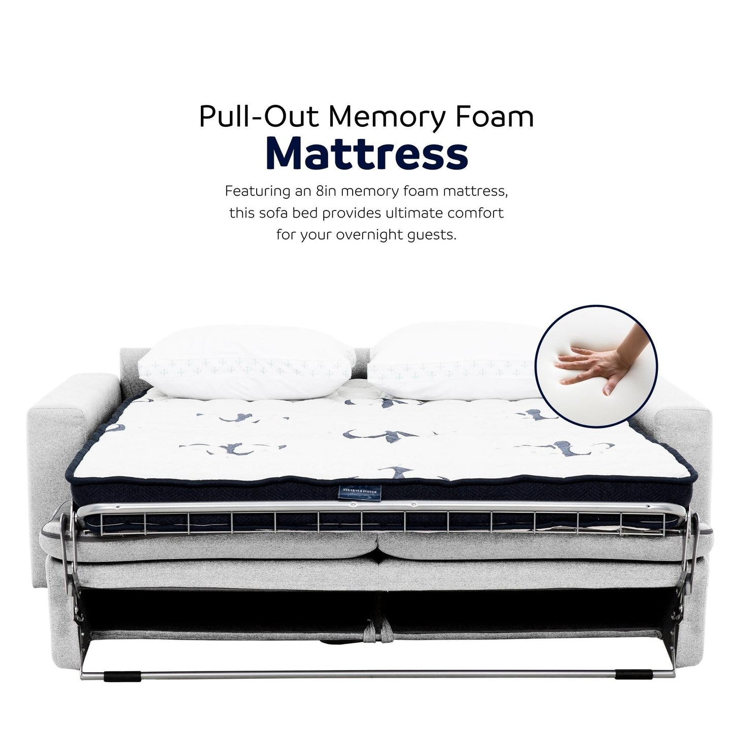 Stearns & FosterÂ® Giotto 78 in. Full Sleeper Sofa with Memory Foam Mattress