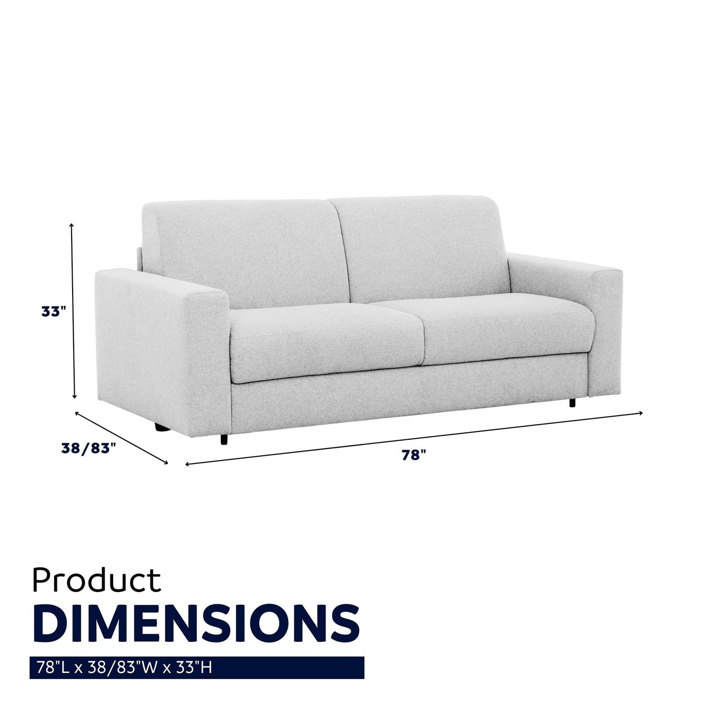Stearns & FosterÂ® Giotto 78 in. Full Sleeper Sofa with Memory Foam Mattress