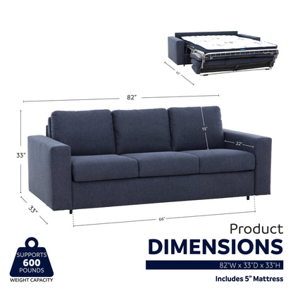Stearns & FosterÂ® Paolo 82 in. Queen Sleeper Sofa with 5in Memory Foam Mattress