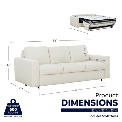 Stearns & FosterÂ® Paolo 82 in. Queen Sleeper Sofa with 5in Memory Foam Mattress