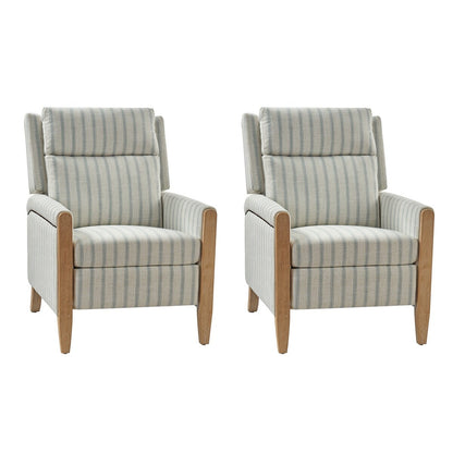 Suares Transitional Nailhead Manual Recliner with Solid Wood Legs Set of 2 by HULALA HOME