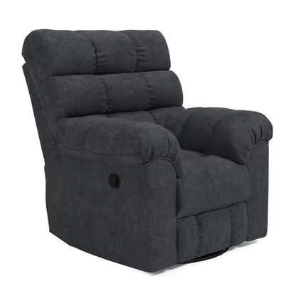 Sub Swivel Manual Recliner Chair, Marine Blue Biscuit Tufted Polyester