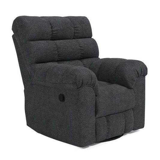 Sub Swivel Manual Recliner Chair, Marine Blue Biscuit Tufted Polyester