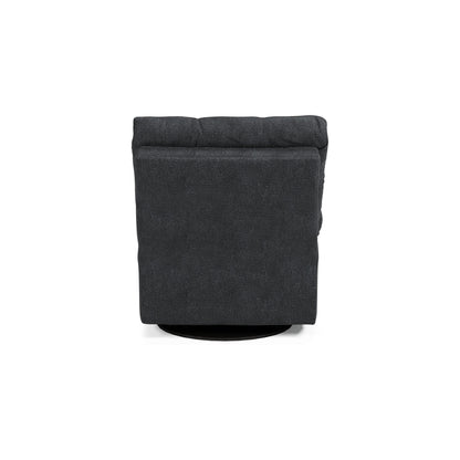 Sub Swivel Manual Recliner Chair, Marine Blue Biscuit Tufted Polyester