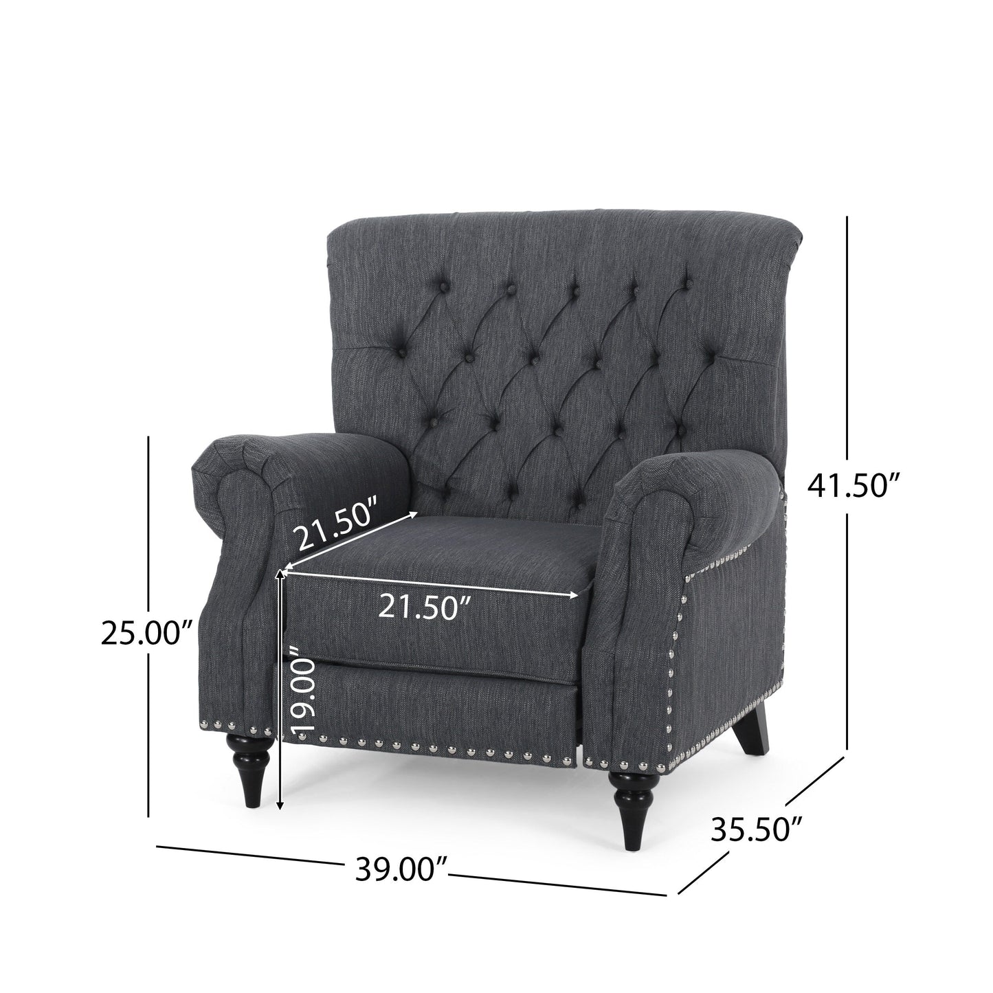Sunapee Fabric and Rubberwood Recliner with Nailhead Trim by Christopher Knight Home
