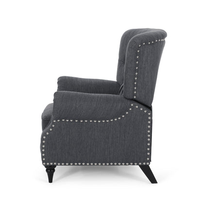 Sunapee Fabric and Rubberwood Recliner with Nailhead Trim by Christopher Knight Home