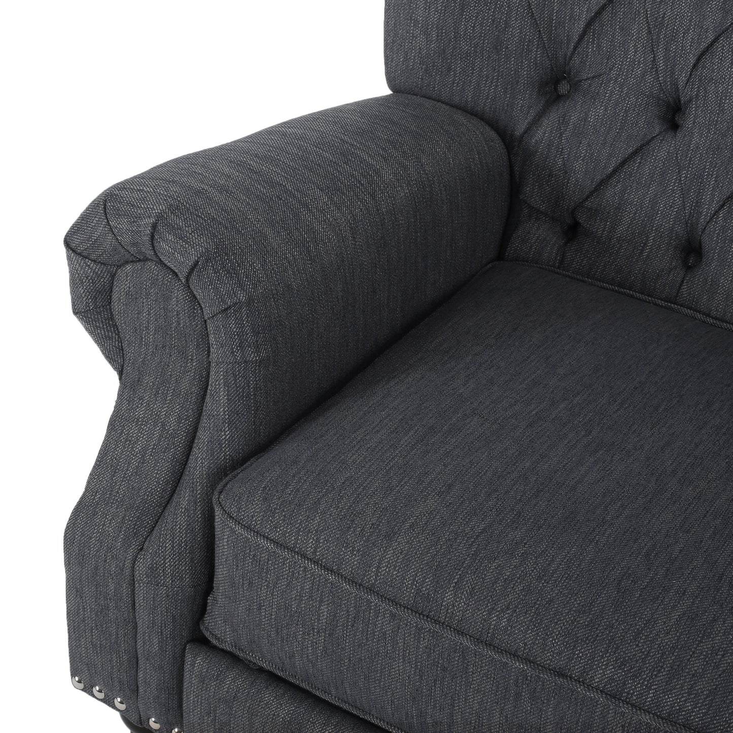 Sunapee Fabric and Rubberwood Recliner with Nailhead Trim by Christopher Knight Home