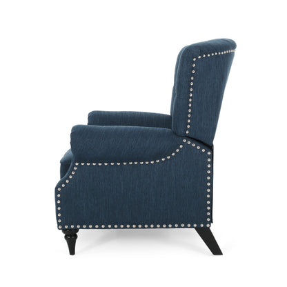 Sunapee Fabric and Rubberwood Recliner with Nailhead Trim by Christopher Knight Home