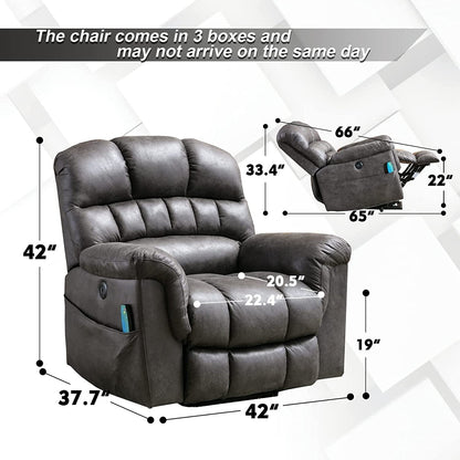 42 Wide Oversize Power Lift Recliner Chair with Massage and Heating