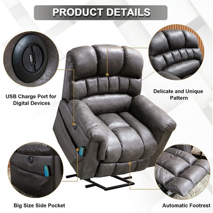 42 Wide Oversize Power Lift Recliner Chair with Massage and Heating