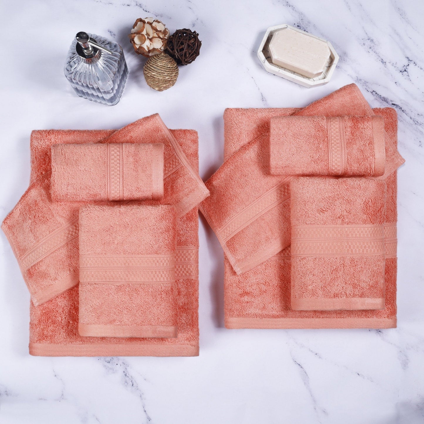 Superior 8 Piece Bath Towel Set, Rayon From Bamboo and Cotton