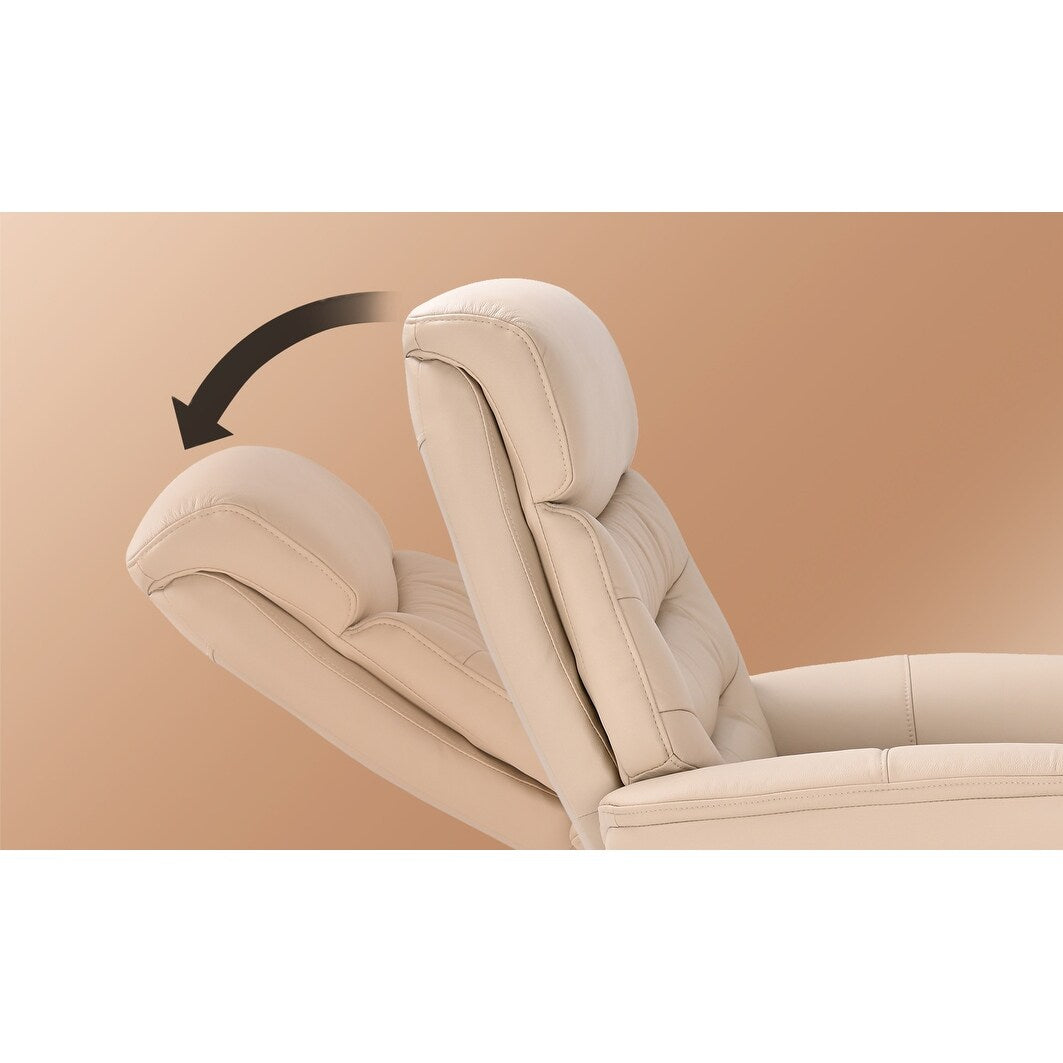 Leather Swivel Recliner with Matching Storage Ottoman
