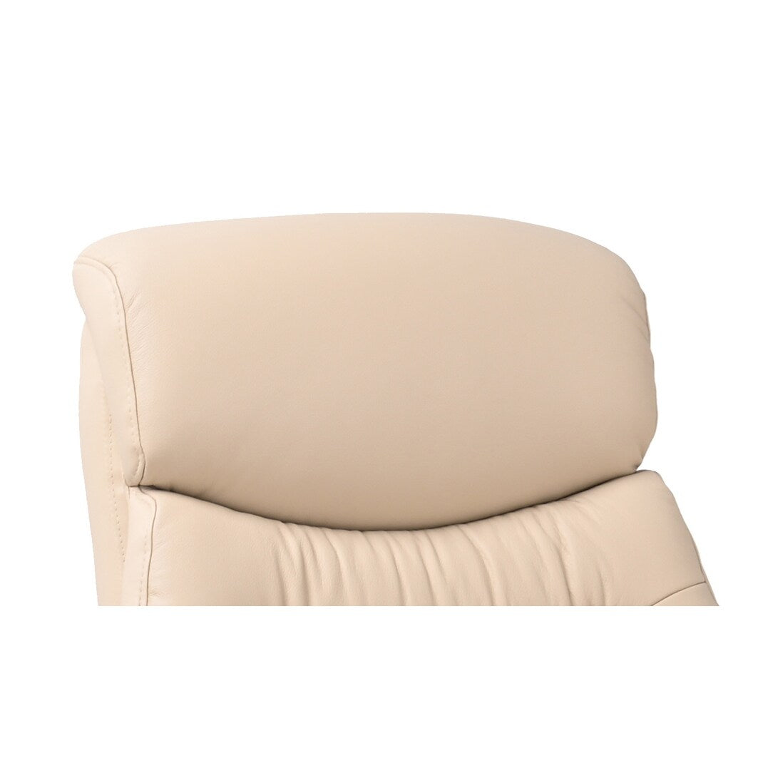 Leather Swivel Recliner with Matching Storage Ottoman