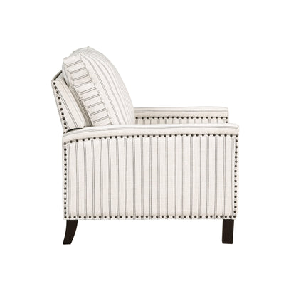 Traditional Living Room Furniture Push Back Reclining Chair 1pc Textured Fabric Upholstery Nailhead Trim Solid Wood Frame