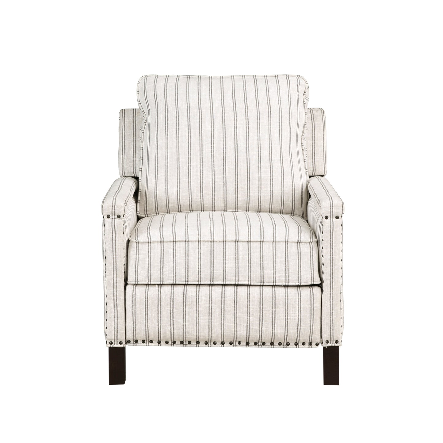 Traditional Living Room Furniture Push Back Reclining Chair 1pc Textured Fabric Upholstery Nailhead Trim Solid Wood Frame