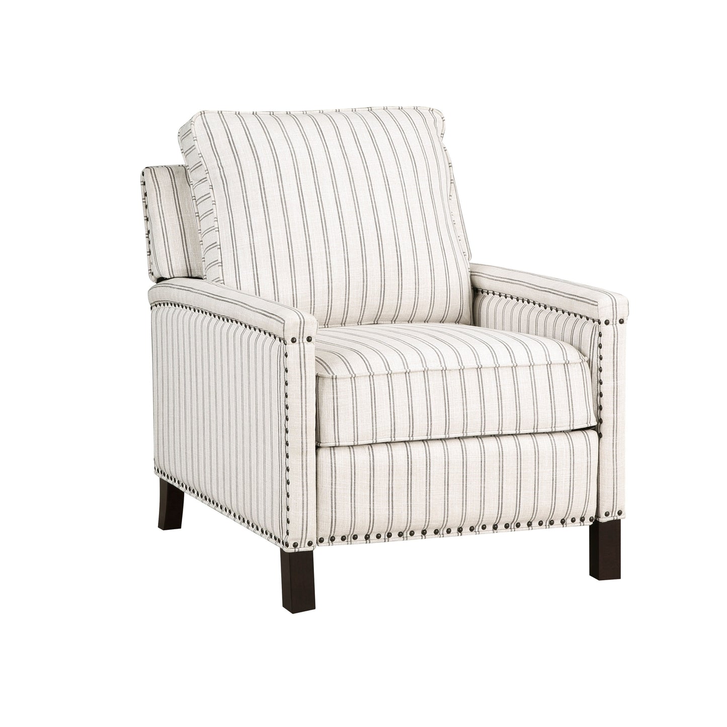 Traditional Living Room Furniture Push Back Reclining Chair 1pc Textured Fabric Upholstery Nailhead Trim Solid Wood Frame
