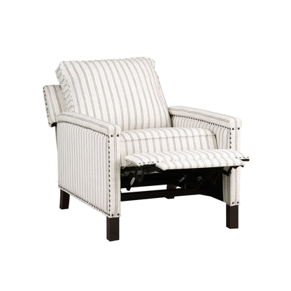 Traditional Living Room Furniture Push Back Reclining Chair 1pc Textured Fabric Upholstery Nailhead Trim Solid Wood Frame