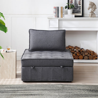 Transformable Linen Sofa Bed - Stylish Ottoman with Removable Backrest for Extra Comfort