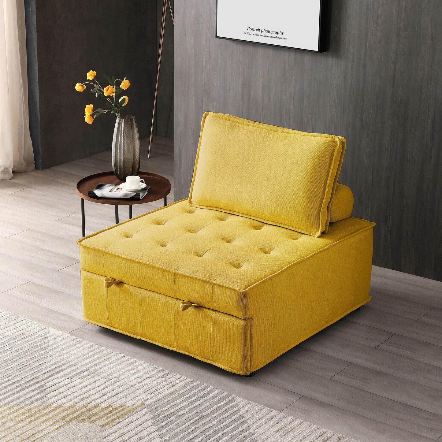 Transformable Linen Sofa Bed - Stylish Ottoman with Removable Backrest for Extra Comfort