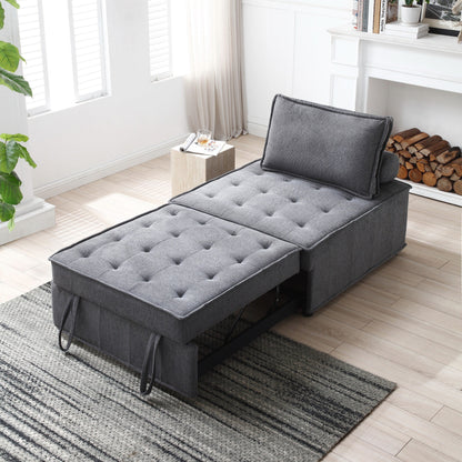 Transformable Linen Sofa Bed - Stylish Ottoman with Removable Backrest for Extra Comfort