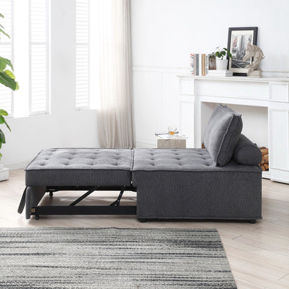 Transformable Linen Sofa Bed - Stylish Ottoman with Removable Backrest for Extra Comfort