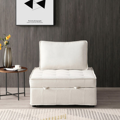 Transformable Linen Sofa Bed - Stylish Ottoman with Removable Backrest for Extra Comfort