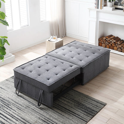 Transformable Linen Sofa Bed - Stylish Ottoman with Removable Backrest for Extra Comfort