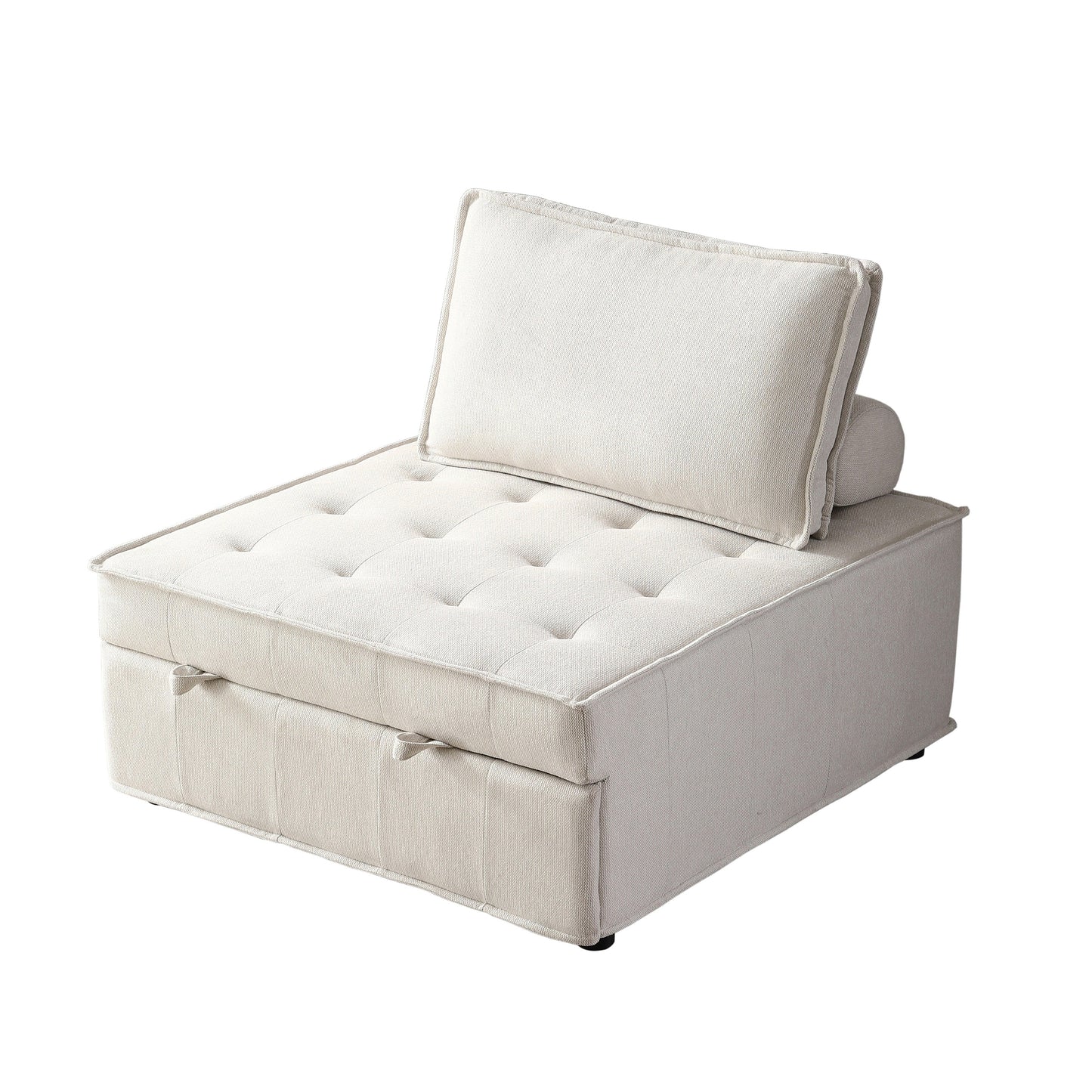 Transformable Linen Sofa Bed - Stylish Ottoman with Removable Backrest for Extra Comfort