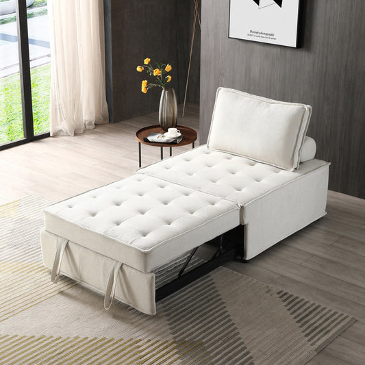 Transformable Linen Sofa Bed - Stylish Ottoman with Removable Backrest for Extra Comfort