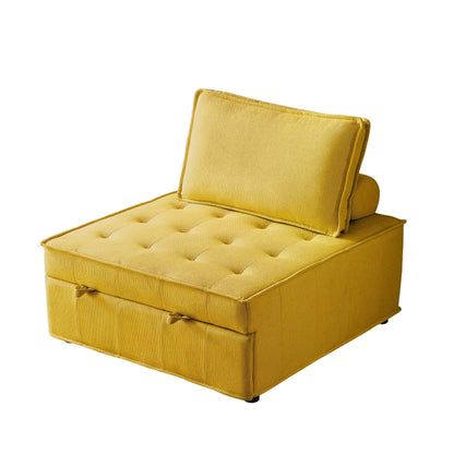 Transformable Linen Sofa Bed - Stylish Ottoman with Removable Backrest for Extra Comfort