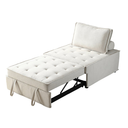 Transformable Linen Sofa Bed - Stylish Ottoman with Removable Backrest for Extra Comfort