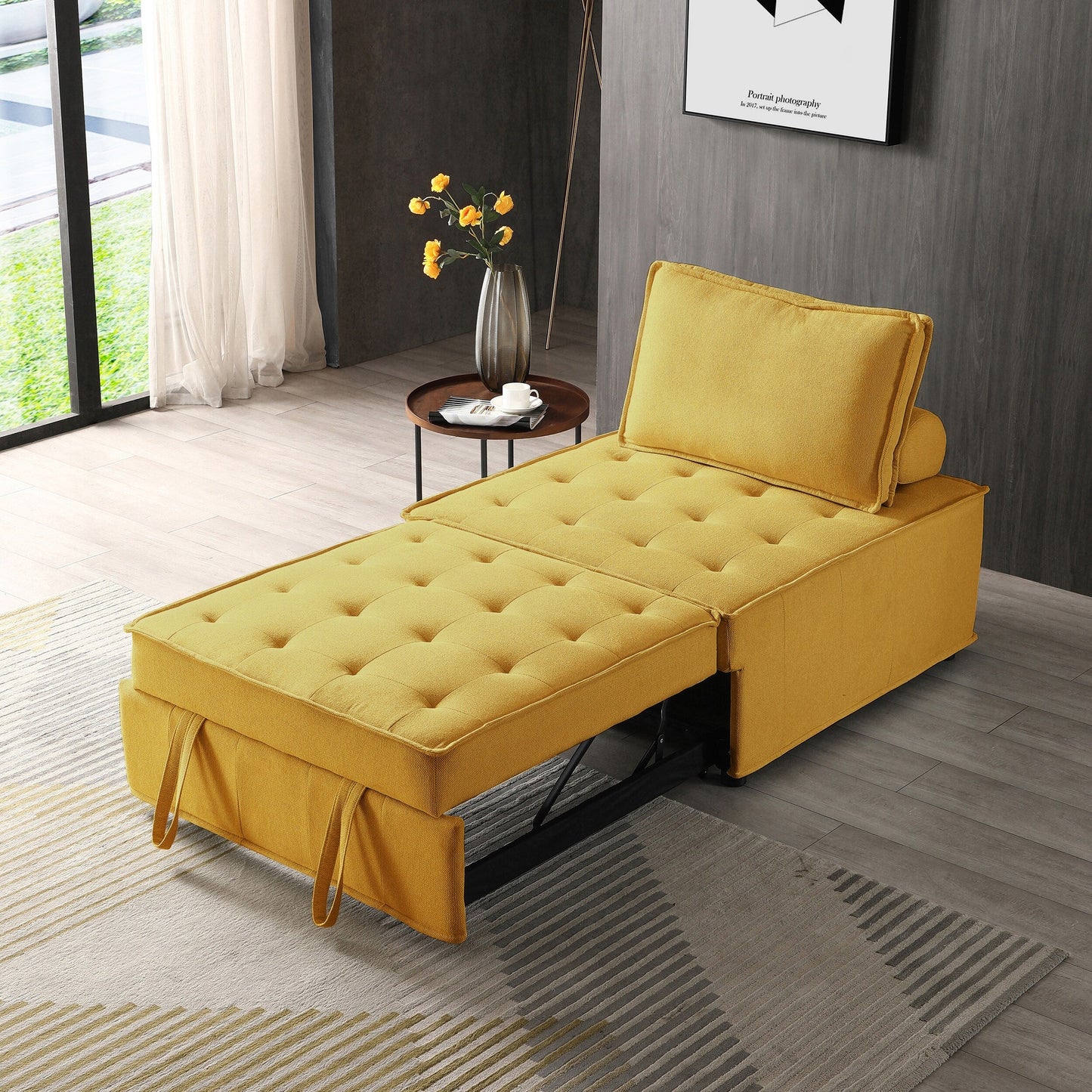 Transformable Linen Sofa Bed - Stylish Ottoman with Removable Backrest for Extra Comfort