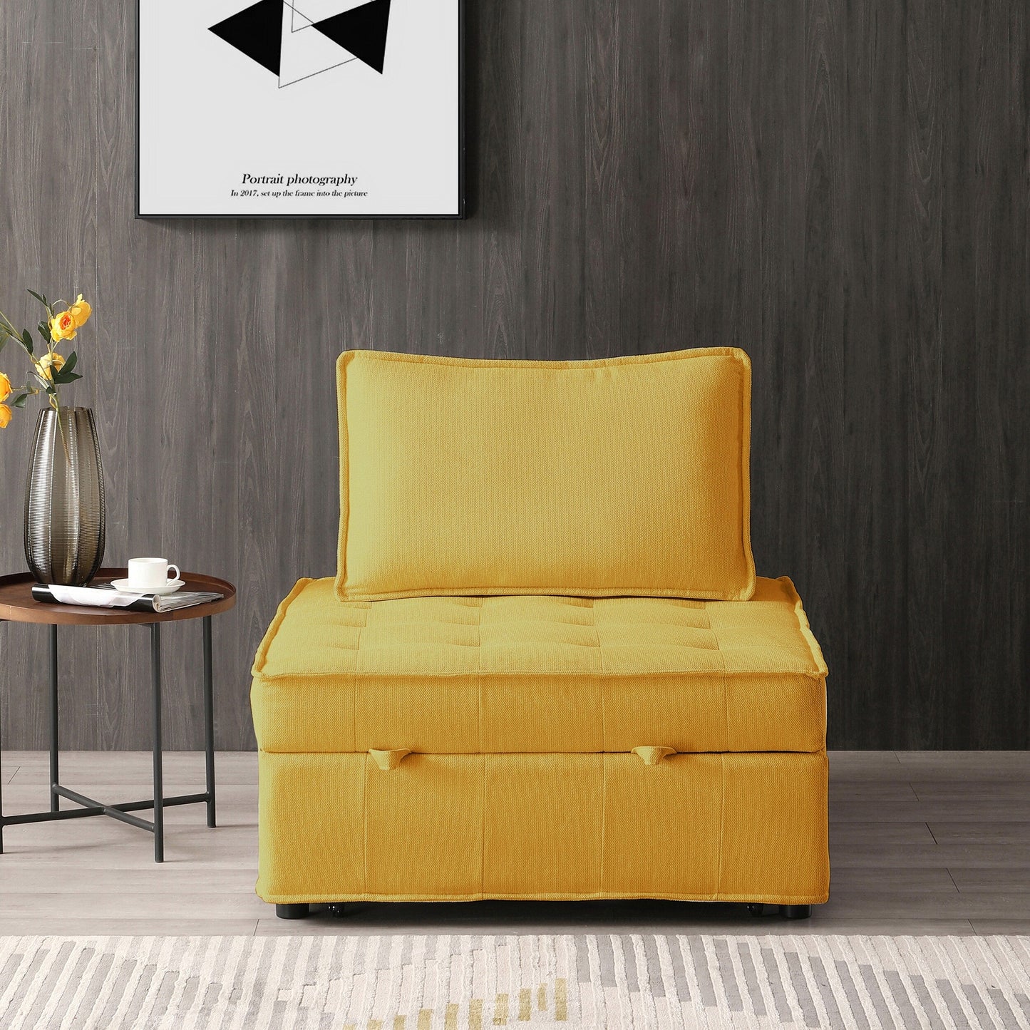 Transformable Linen Sofa Bed - Stylish Ottoman with Removable Backrest for Extra Comfort