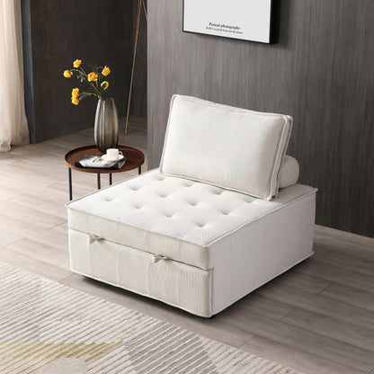 Transformable Linen Sofa Bed - Stylish Ottoman with Removable Backrest for Extra Comfort