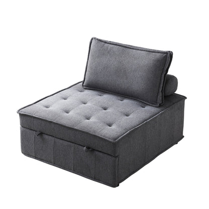 Transformable Linen Sofa Bed - Stylish Ottoman with Removable Backrest for Extra Comfort