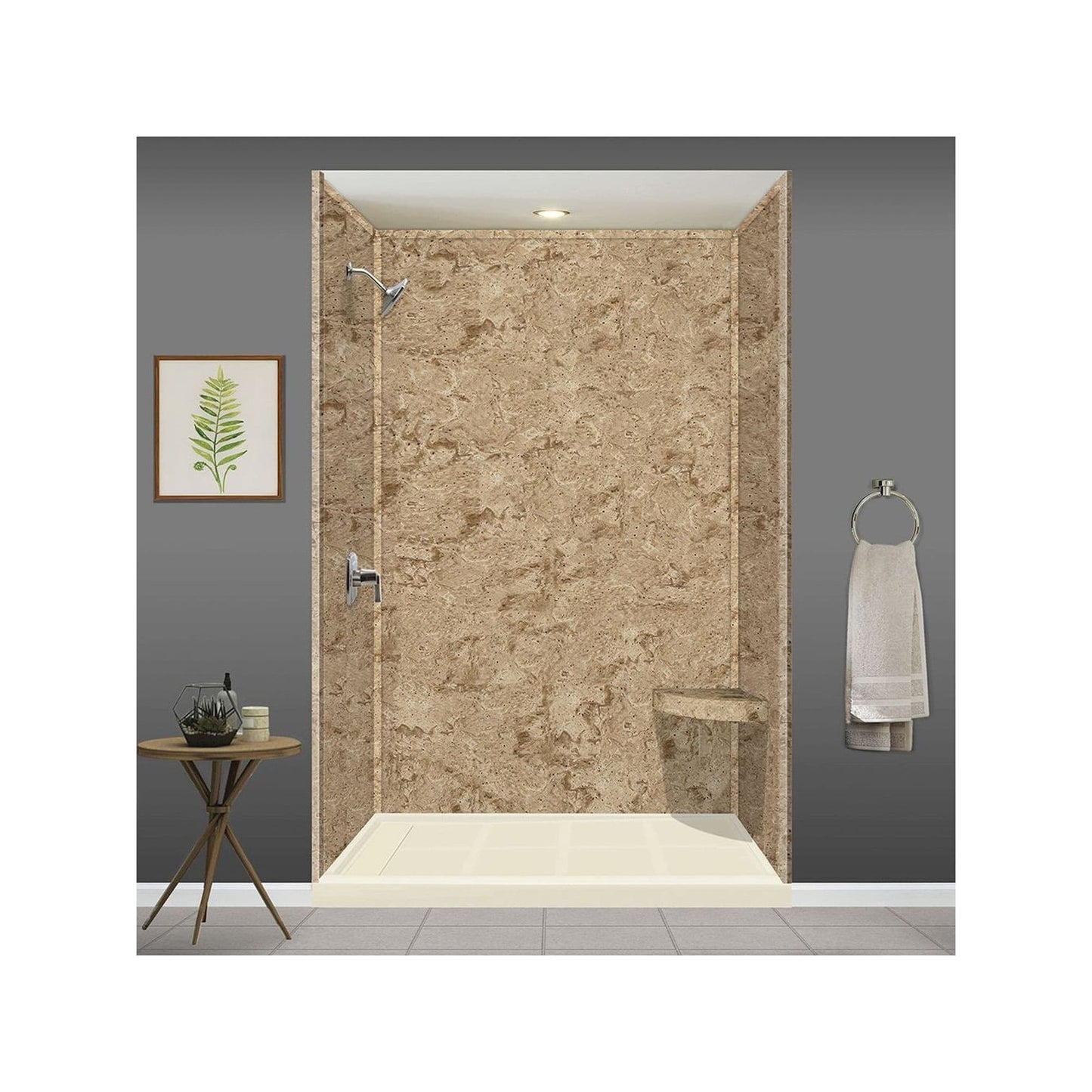 Transolid Studio 14-In X 14-In Solid Surface Wall-Mount Corner Shower Seat - 14.5 x 14.25 x 3